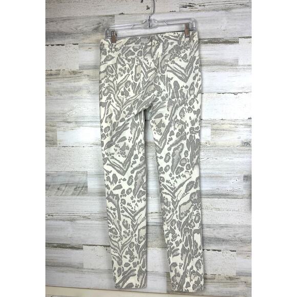 J. McLaughlin Womens 6 Lexi Jean Cream/Gray Animal Print Stretch Slim Leg Denim - Picture 2 of 5